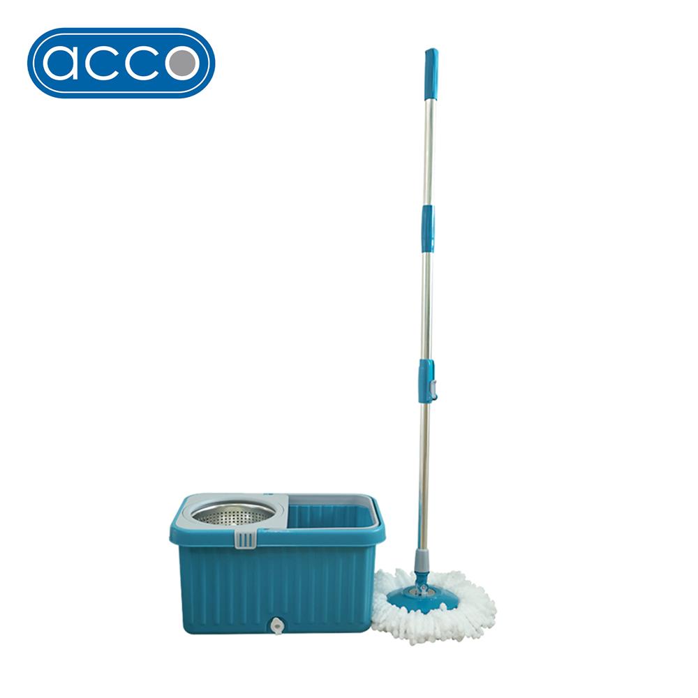 ชุดถังปั่นสเตนเลสพลาสติกพร้อมไม้ม็อบ ACCO สีเทา/ฟ้า