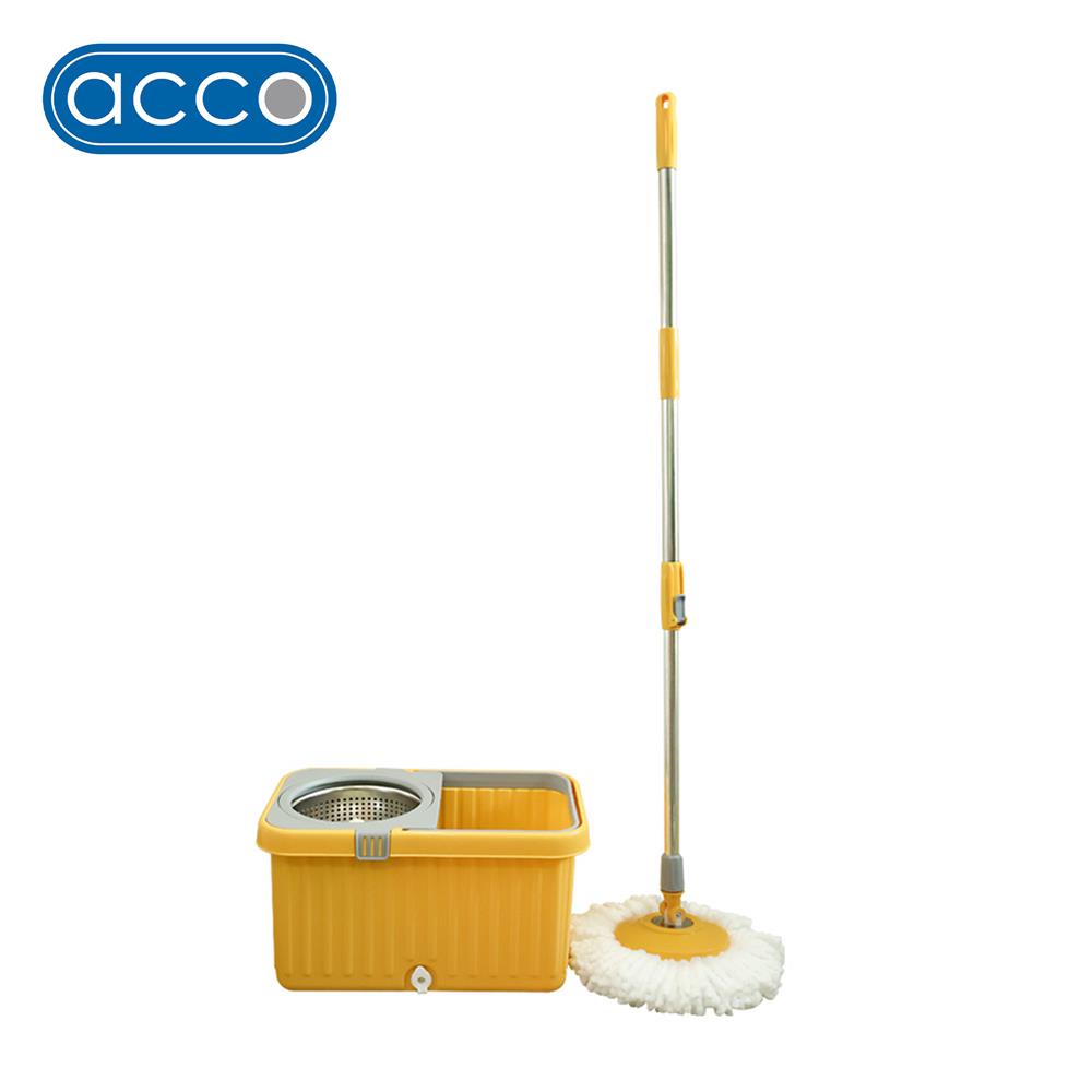 ชุดถังปั่นสเตนเลสพลาสติกพร้อมไม้ม็อบ ACCO สีเหลือง