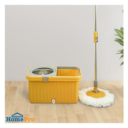 ชุดถังปั่นสเตนเลสพลาสติกพร้อมไม้ม็อบ ACCO สีเหลือง_7