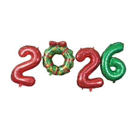 ลูกโป่งฟอยล์ตัวเลข 2026 SNAZZ 32 นิ้ว สีเขียว-แดง_0