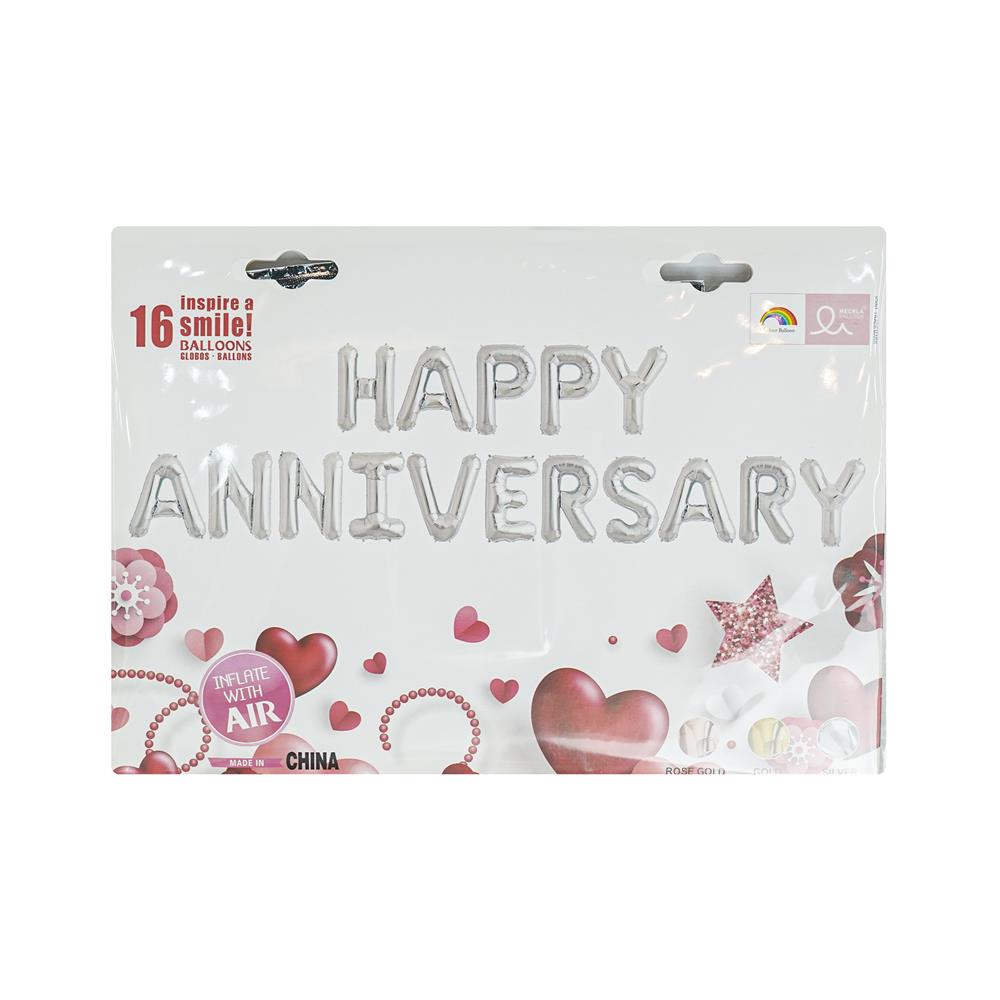 ลูกโป่งฟอยล์ ANNIVERSARY SNAZZ 16 นิ้ว สีเงิน-ชมพู