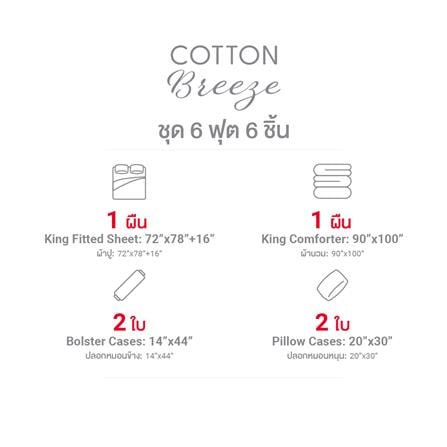 ชุดผ้าปูที่นอน 6 ฟุต (ชุด 6 ชิ้น) FROLINA COTTON BREEZE NOVELLE CBDF008_9