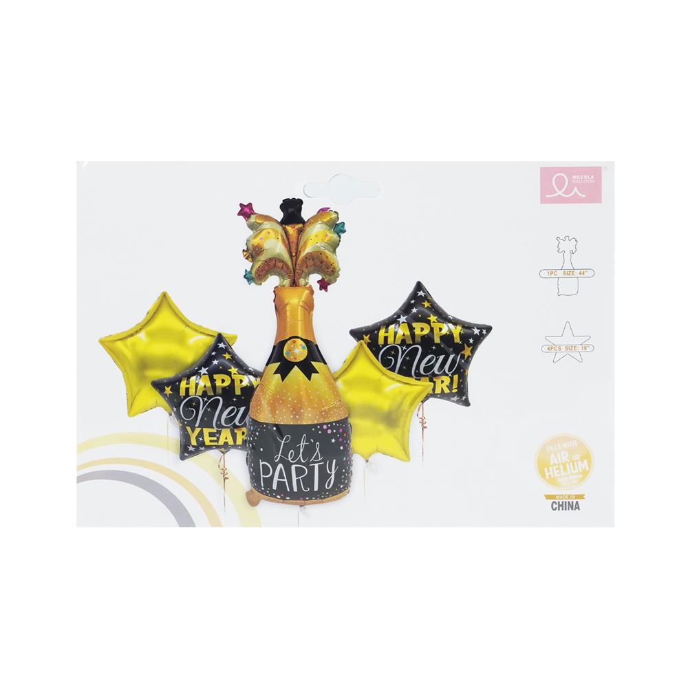 ลูกโป่งฟอยล์ HAPPY NEW YEAR WINE SNAZZ 18 นิ้ว สีดำ-ทอง