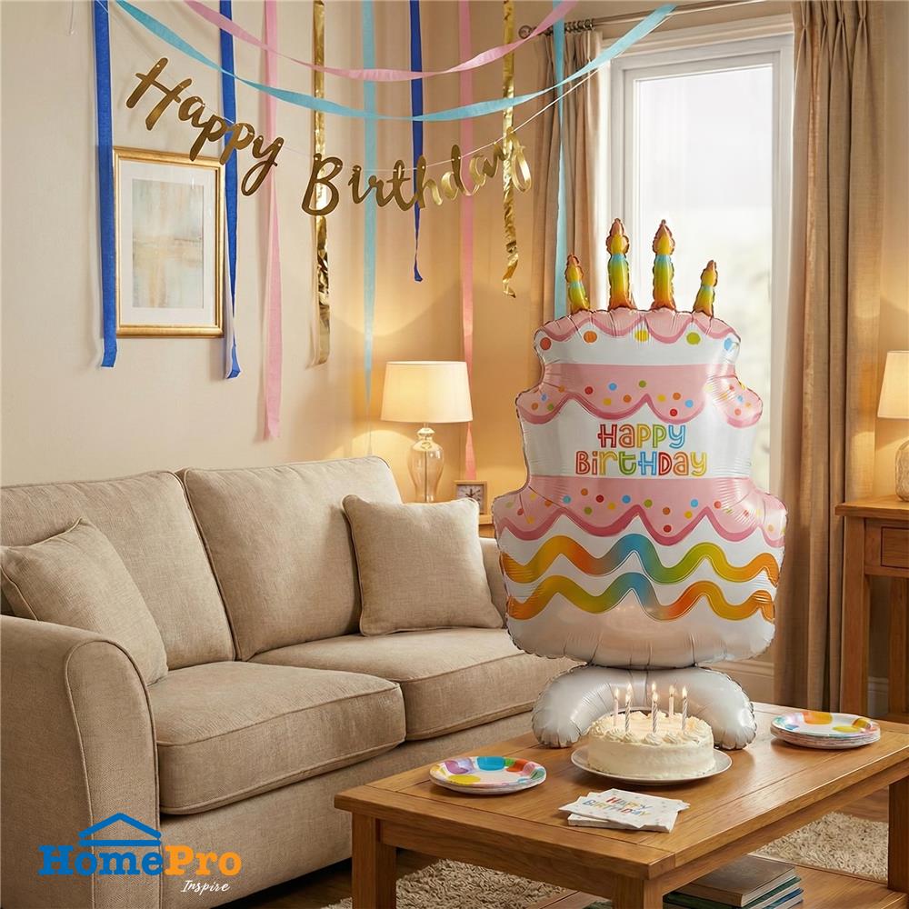 ลูกโป่งฟอยล์ HAPPY BIRTHDAY CAKE SNAZZ 34 นิ้ว สีชมพู