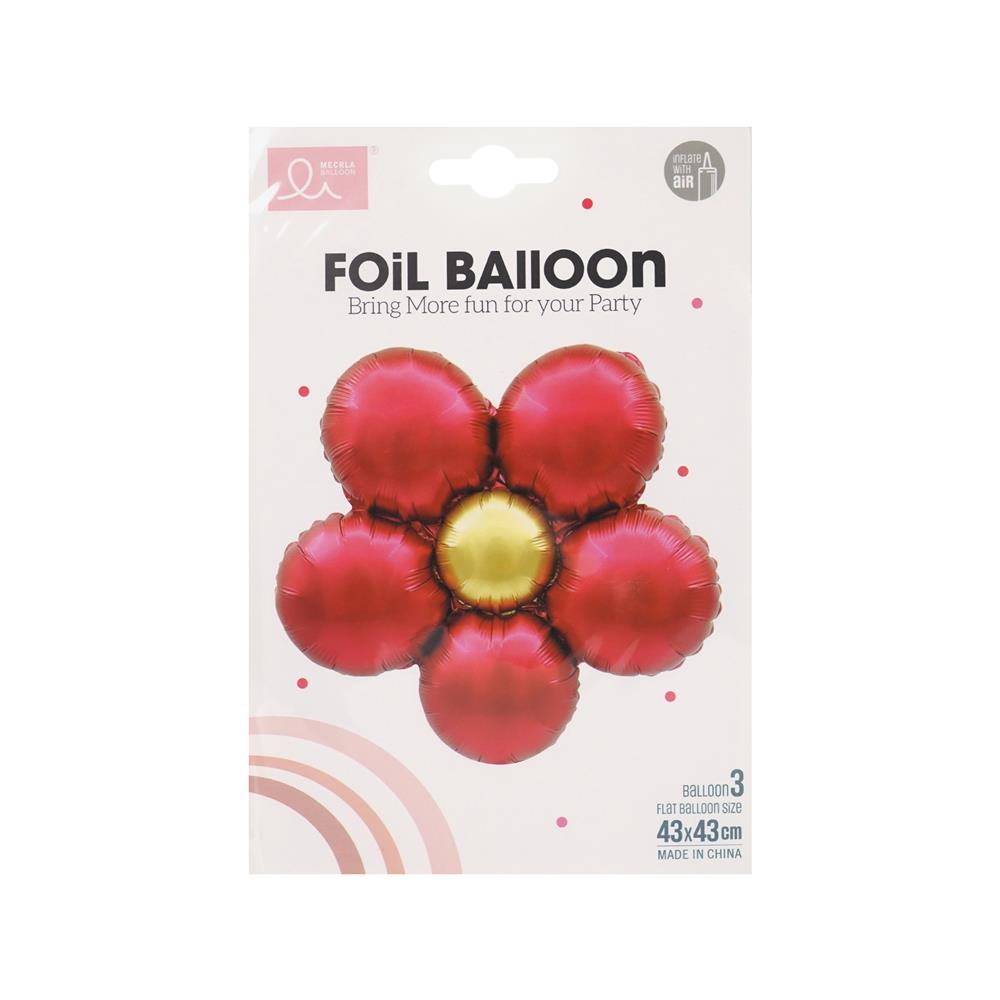 ลูกโป่งฟอยล์ ดอกไม้ตกแต่ง SNAZZ 17 นิ้ว สีแดง