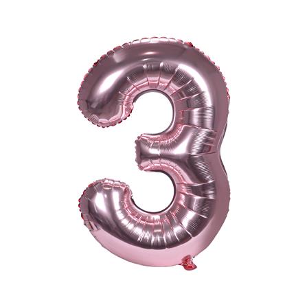 ลูกโป่งฟอยล์ตกแต่ง SNAZZ เลข 3 40 นิ้ว สีชมพู_0