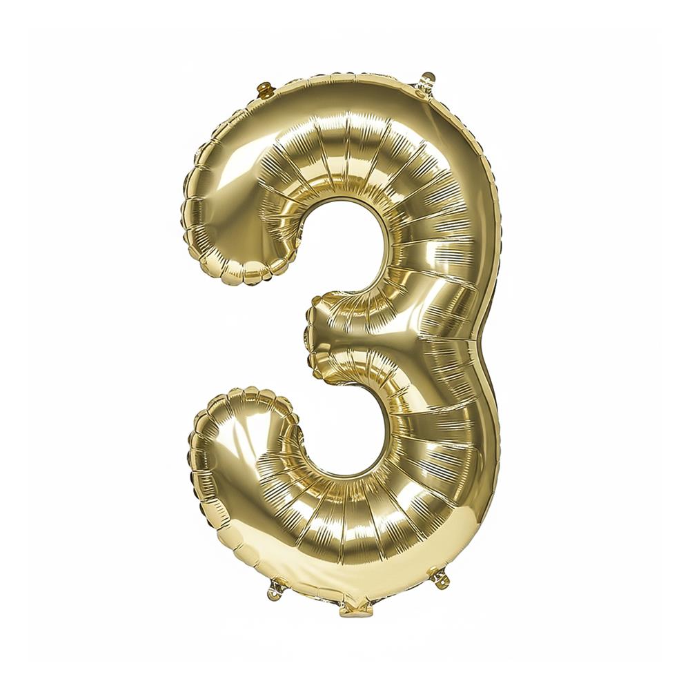 ลูกโป่งฟอยล์ตกแต่ง SNAZZ เลข 3 40 นิ้ว สีทอง