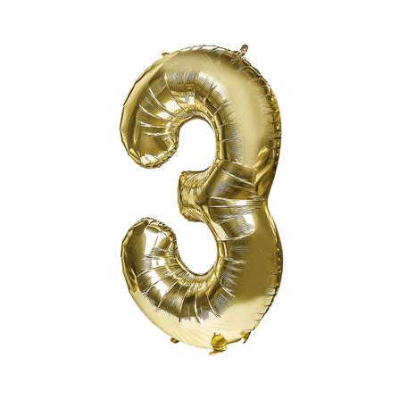ลูกโป่งฟอยล์ตกแต่ง SNAZZ เลข 3 40 นิ้ว สีทอง_1