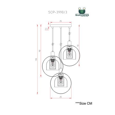 ไฟช่อ SUCCESS SCP-3990/3 สีทอง/ชา/ดำ 3 หัว_4