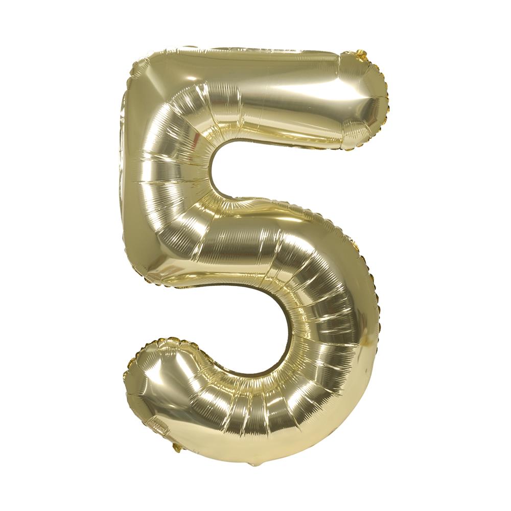 ลูกโป่งฟอยล์ตกแต่ง SNAZZ เลข 5 40 นิ้ว สีทอง