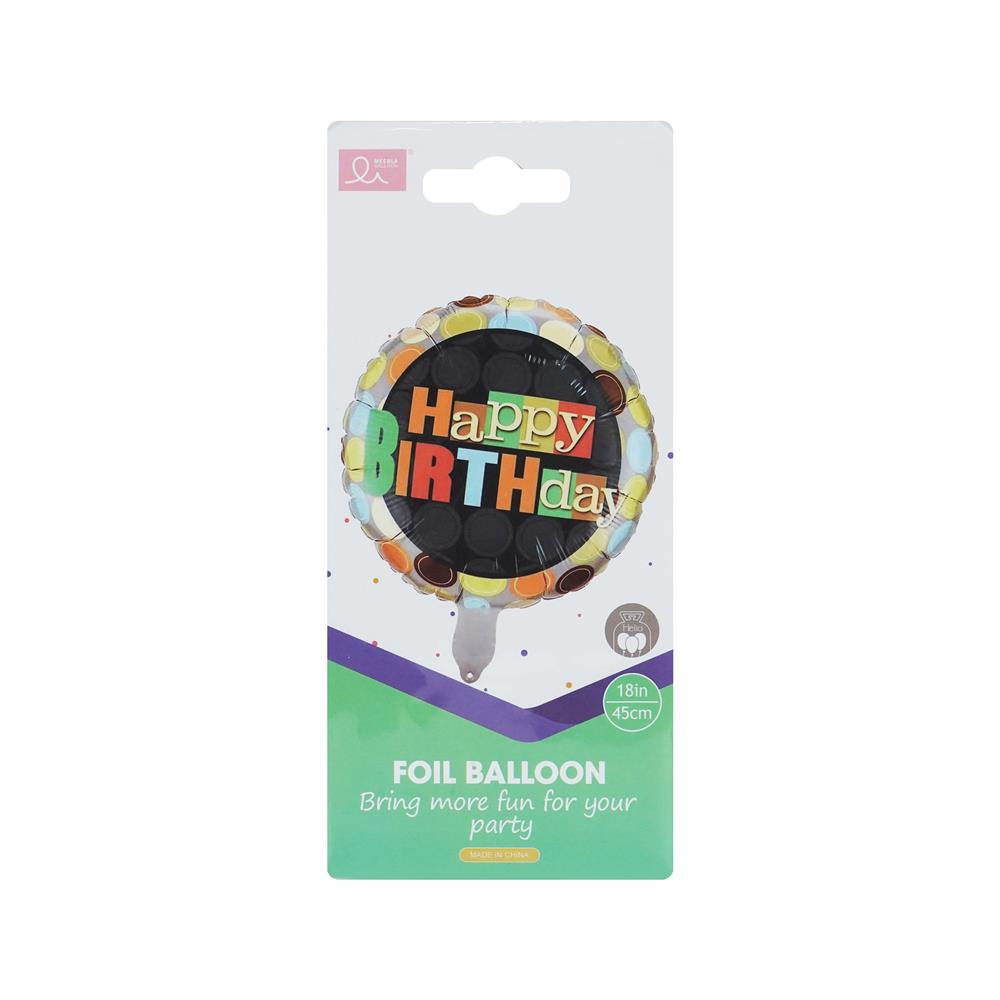 ลูกโป่งฟอยล์ HAPPY BIRTHDAY BALL SNAZZ 18 นิ้ว หลากสี