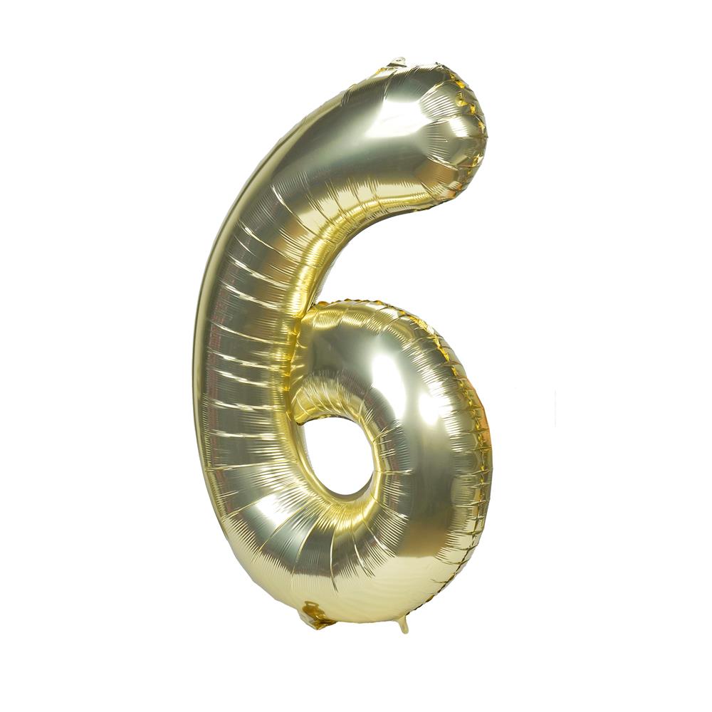 ลูกโป่งฟอยล์ตกแต่ง SNAZZ เลข 6 40 นิ้ว สีทอง