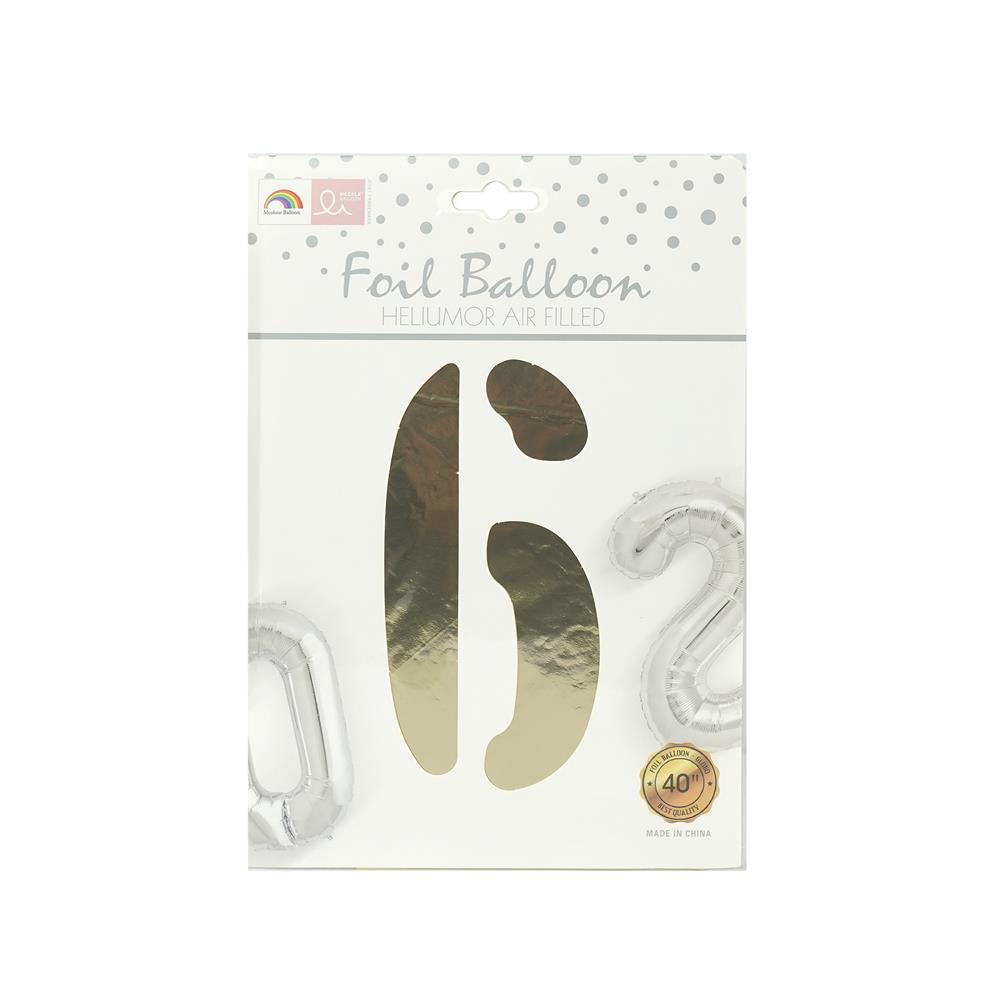 ลูกโป่งฟอยล์ตกแต่ง SNAZZ เลข 6 40 นิ้ว สีทอง