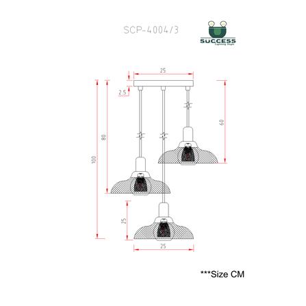 ไฟช่อ SUCCESS SCP-4004/3 สีดำ/ชา 3 หัว_4