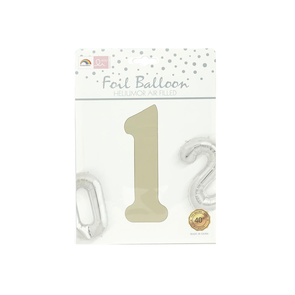 ลูกโป่งฟอยล์ตกแต่ง SNAZZ เลข 1 40 นิ้ว สีขาว