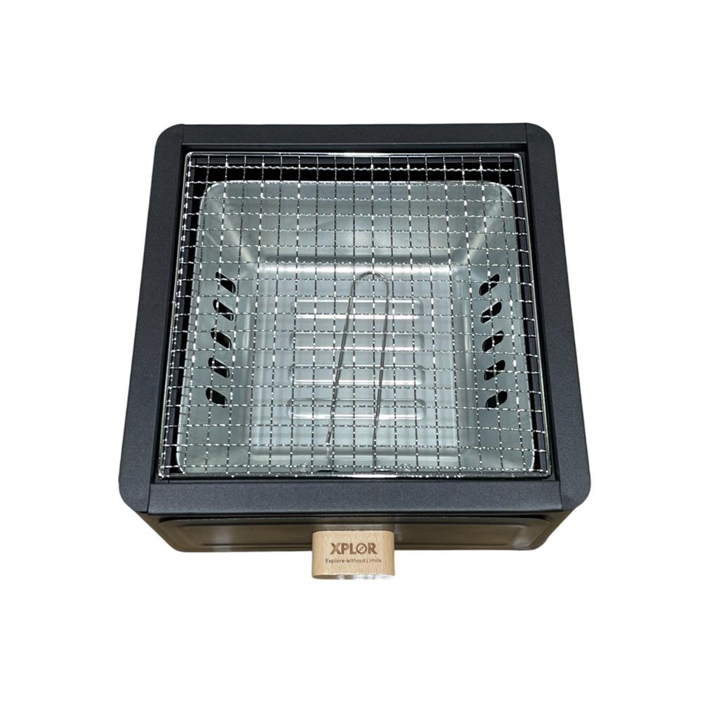 เตาถ่านบาร์บีคิวตั้งโต๊ะ ทรงสี่เหลี่ยม SPRING XPLOR สีดำ