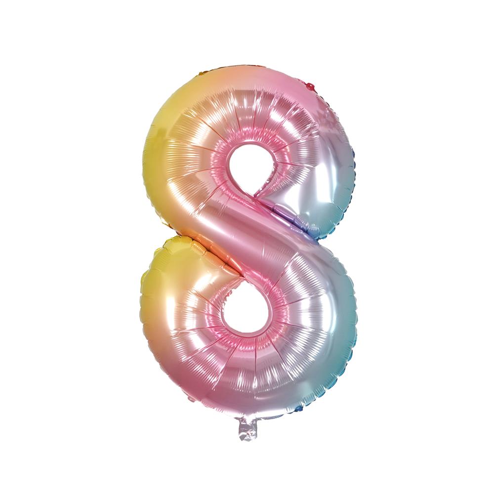 ลูกโป่งฟอยล์ตกแต่ง SNAZZ เลข 8 40 นิ้ว สีรุ้ง