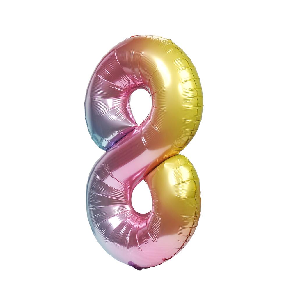 ลูกโป่งฟอยล์ตกแต่ง SNAZZ เลข 8 40 นิ้ว สีรุ้ง