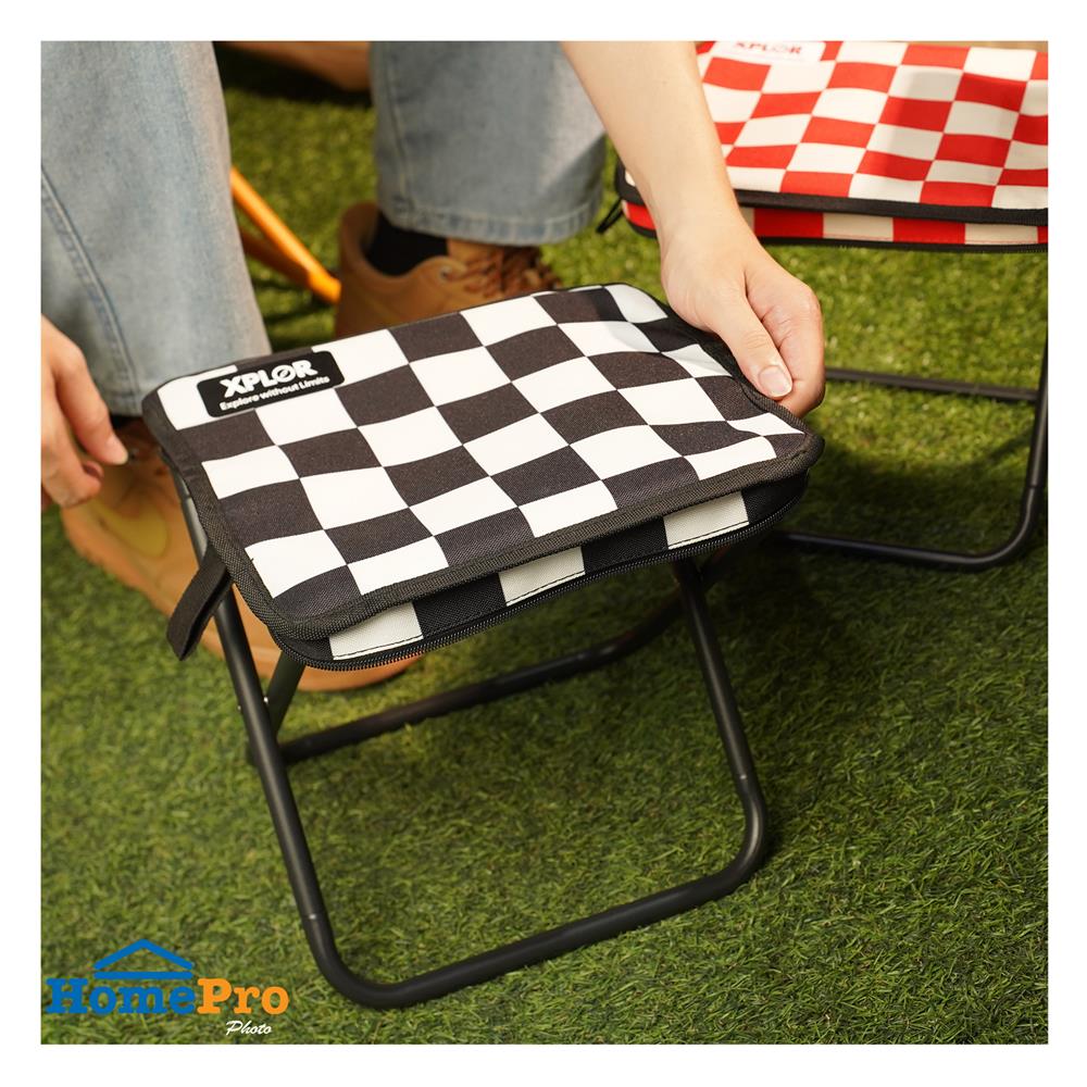 เก้าอี้พับตั้งแคมป์พกพา SPRING XPLOR สีดำ/ขาว