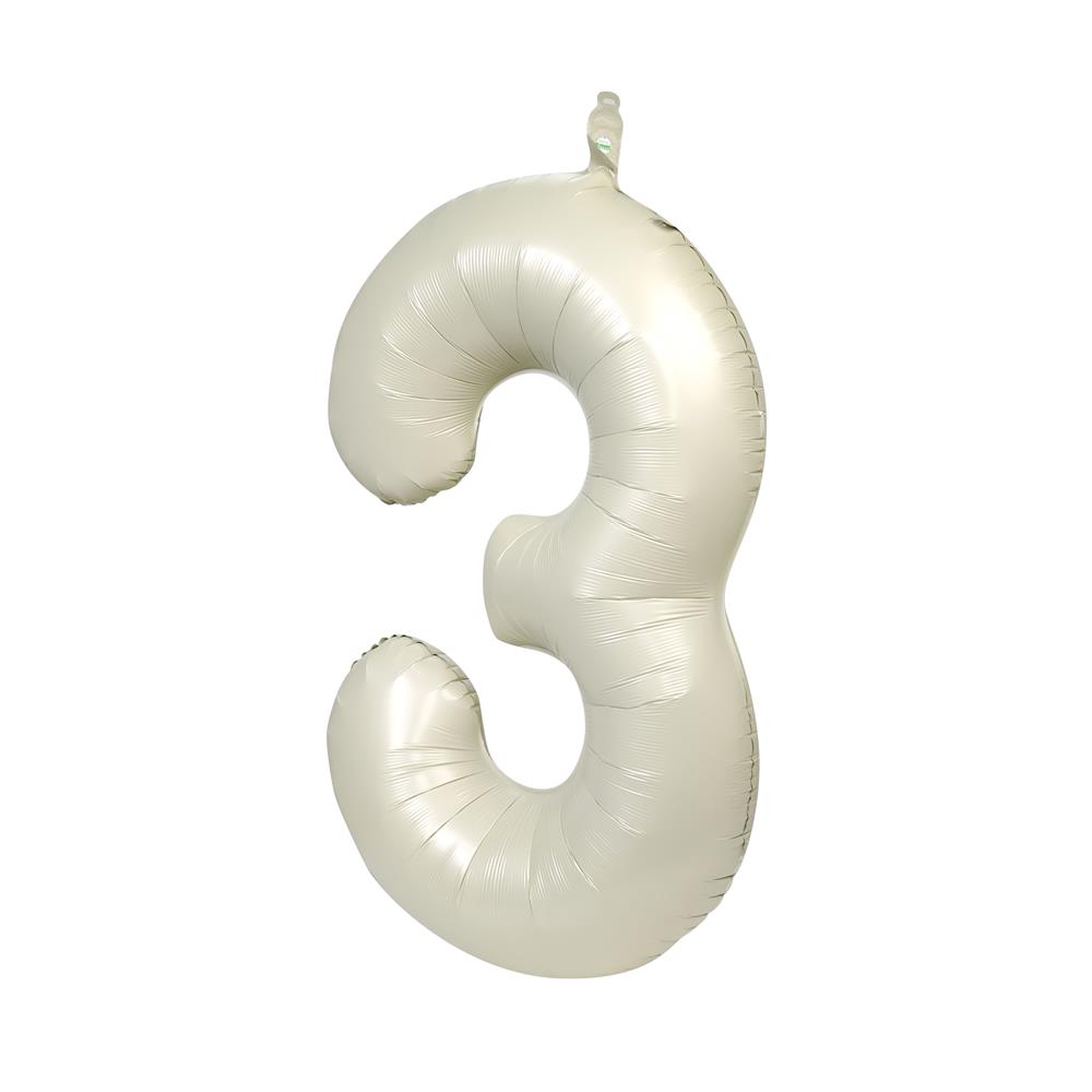 ลูกโป่งฟอยล์ตกแต่ง SNAZZ เลข 3 40 นิ้ว สีขาว