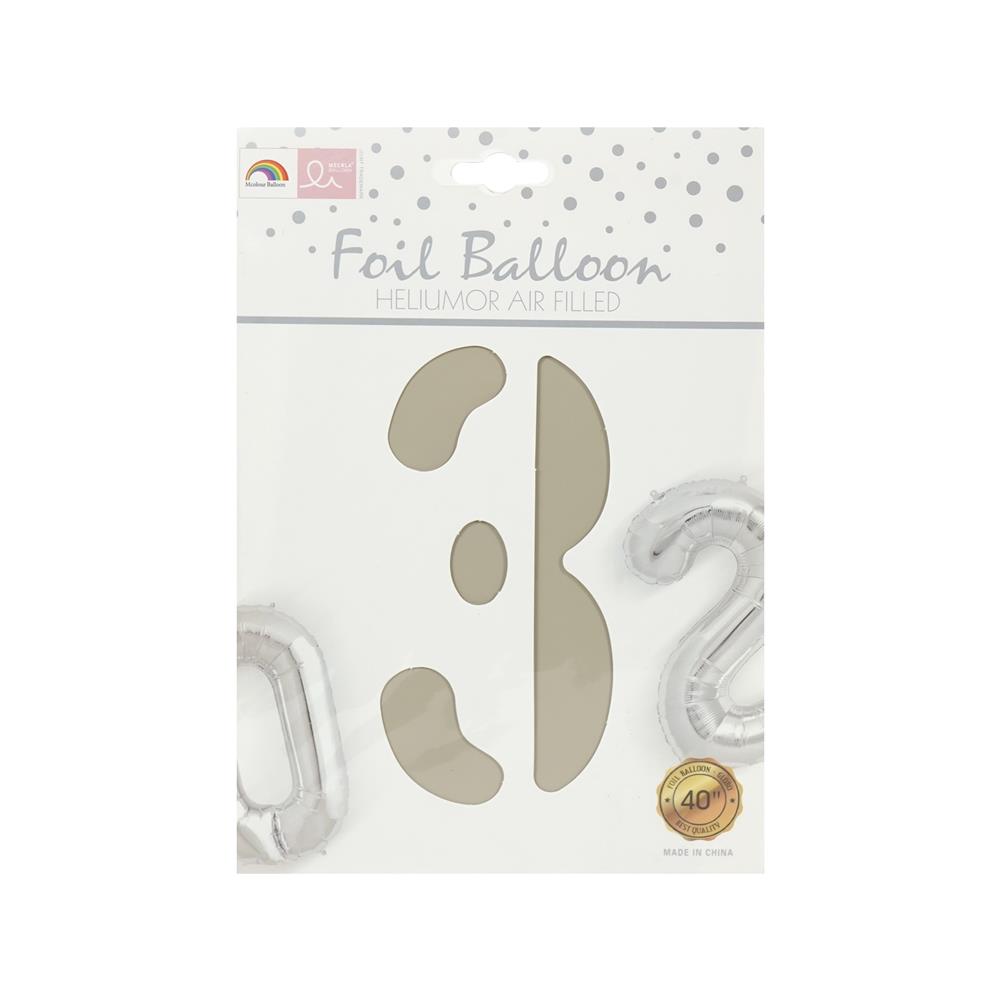 ลูกโป่งฟอยล์ตกแต่ง SNAZZ เลข 3 40 นิ้ว สีขาว