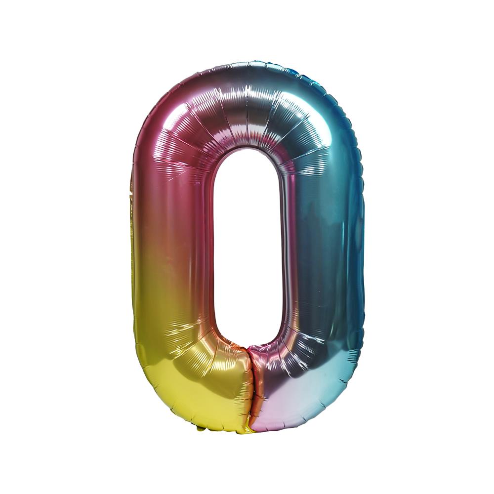 ลูกโป่งฟอยล์ตกแต่ง SNAZZ เลข 0 40 นิ้ว สีรุ้ง
