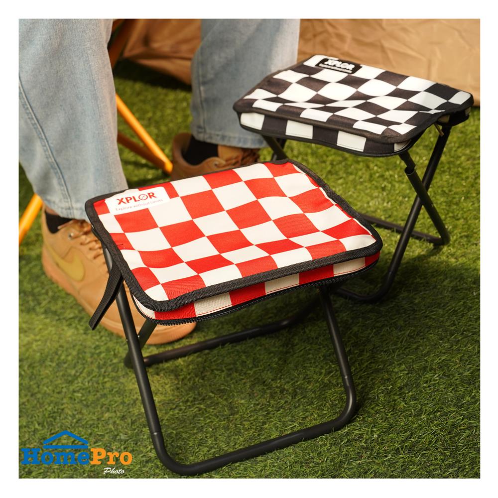 เก้าอี้พับตั้งแคมป์พกพา SPRING XPLOR สีแดง/ขาว