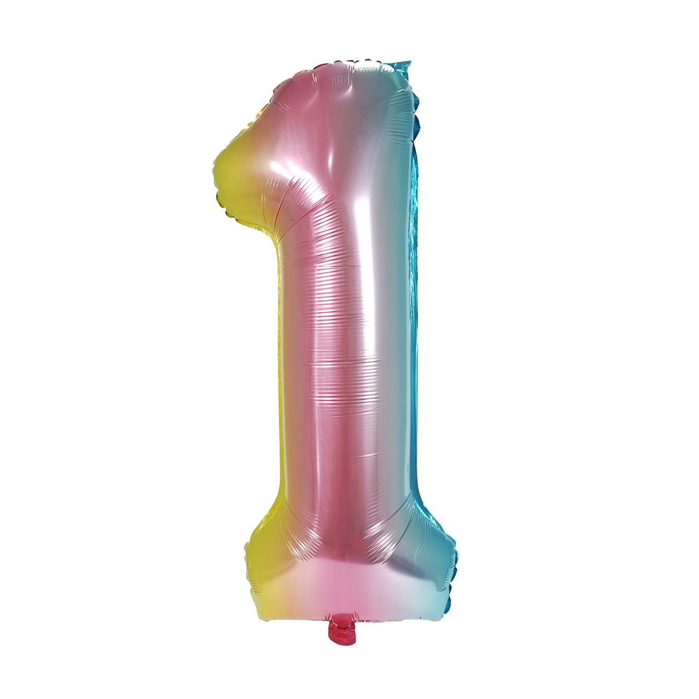 ลูกโป่งฟอยล์ตกแต่ง SNAZZ เลข 1 40 นิ้ว สีรุ้ง