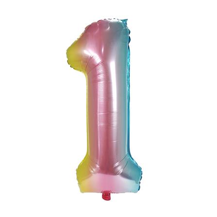 ลูกโป่งฟอยล์ตกแต่ง SNAZZ เลข 1 40 นิ้ว สีรุ้ง_0