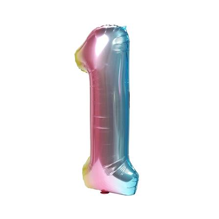 ลูกโป่งฟอยล์ตกแต่ง SNAZZ เลข 1 40 นิ้ว สีรุ้ง_2