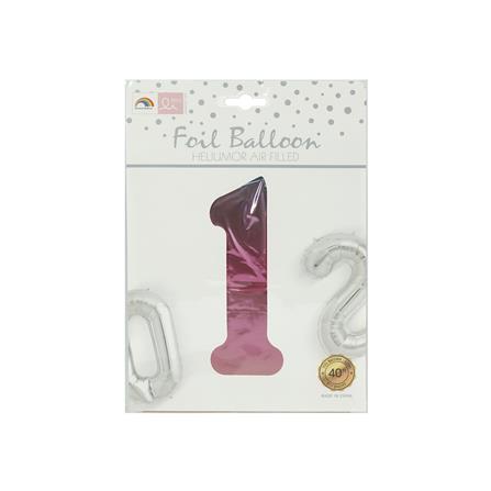 ลูกโป่งฟอยล์ตกแต่ง SNAZZ เลข 1 40 นิ้ว สีรุ้ง_3