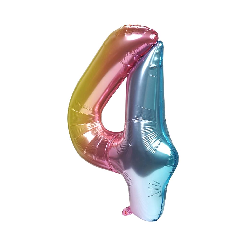 ลูกโป่งฟอยล์ตกแต่ง SNAZZ เลข 4 40 นิ้ว สีรุ้ง