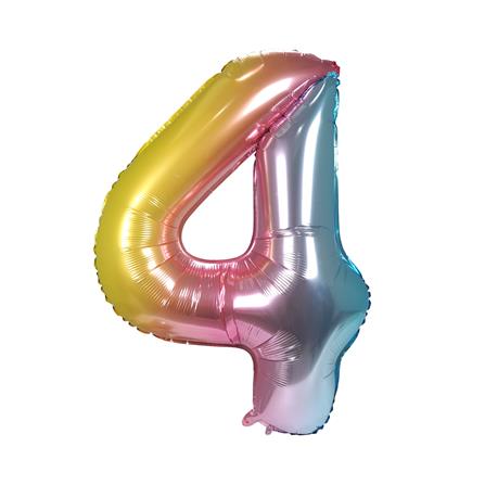 ลูกโป่งฟอยล์ตกแต่ง SNAZZ เลข 4 40 นิ้ว สีรุ้ง_0