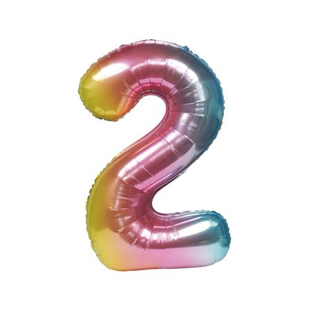 ลูกโป่งฟอยล์ตกแต่ง SNAZZ เลข 2 40 นิ้ว สีรุ้ง_0