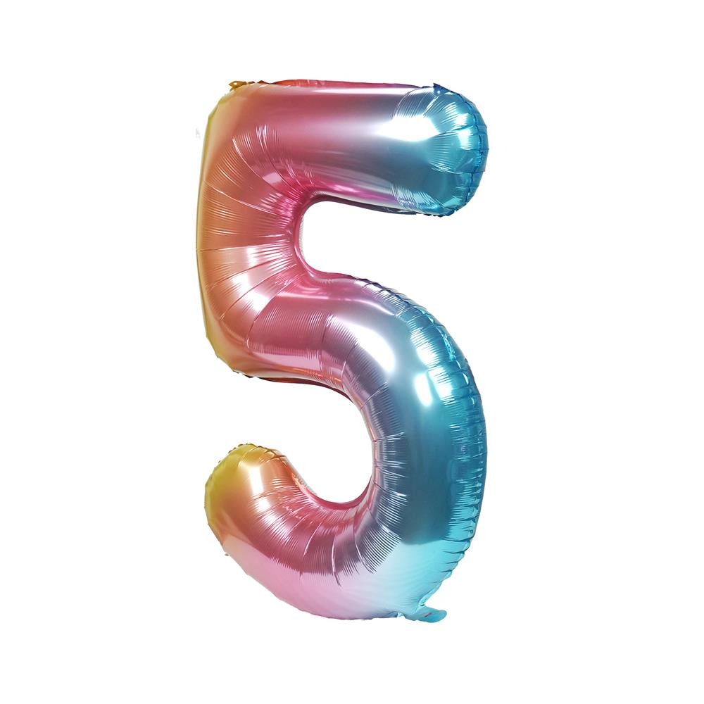 ลูกโป่งฟอยล์ตกแต่ง SNAZZ เลข 5 40 นิ้ว สีรุ้ง