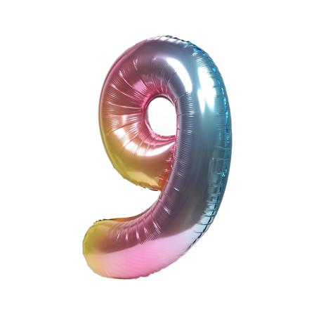 ลูกโป่งฟอยล์ตกแต่ง SNAZZ เลข 9 40 นิ้ว สีรุ้ง_1