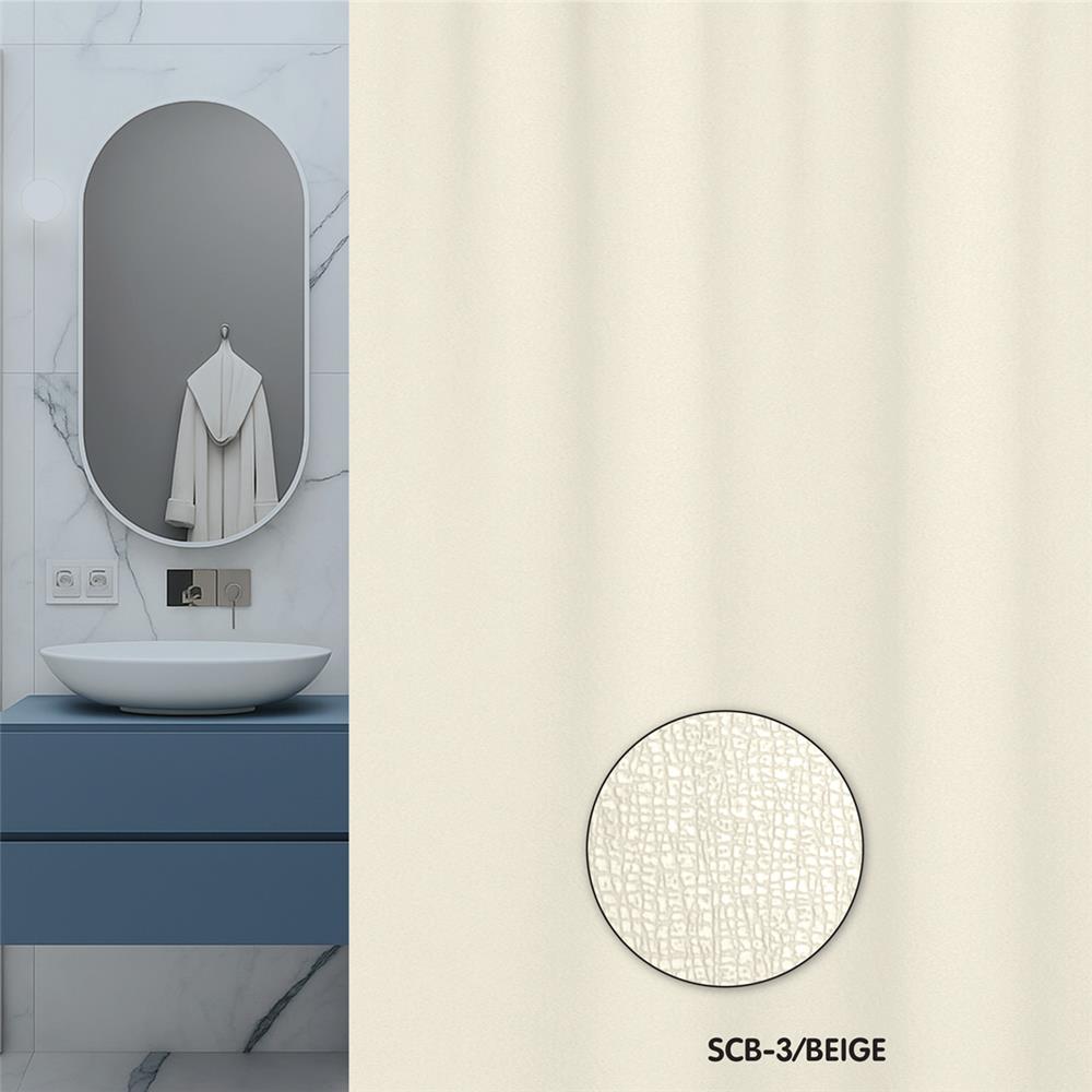 ม่านห้องน้ำ PVC WSP SCB-3/BEIGE 180X180ซม.