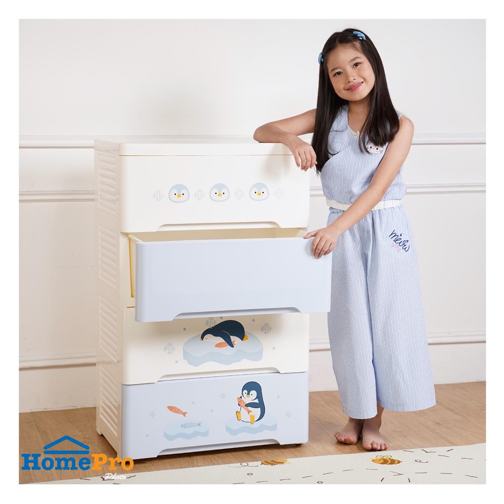 ตู้ลิ้นชัก 4 ชั้น STACKO LITTLE-P 57.6x40x92.7ซม. สีฟ้า/ขาว