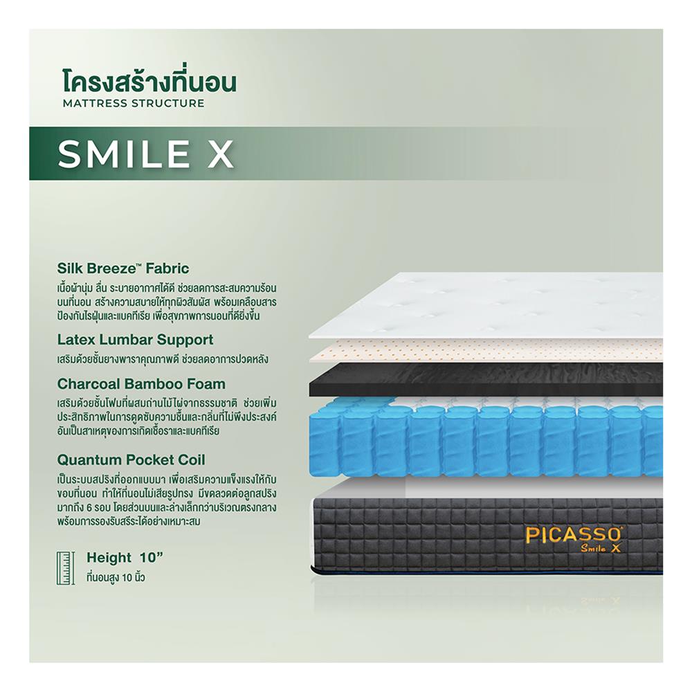 ที่นอน 6 ฟุต PICASSO SMILE X (พร้อมโซฟา COZY สีเทา 1 ตัว)