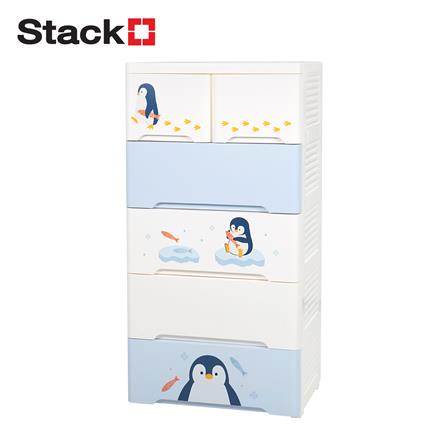 ตู้ลิ้นชัก 5 ชั้น STACKO LITTLE-P 57.6x40x115.3 ซม. สีฟ้า/ขาว_0