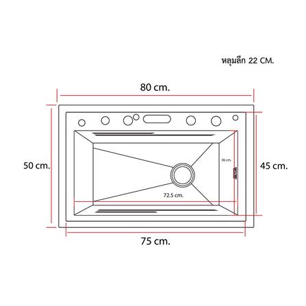 ซิงค์ฝัง 1 หลุม S-FLO NL0105 SM8050G สีดำ_5