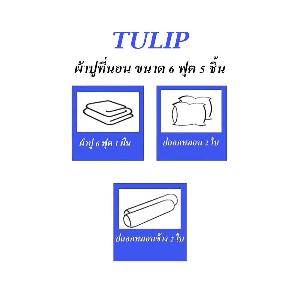ชุดผ้าปูที่นอน 6 ฟุต (ชุด 5 ชิ้น) TULIP DELIGHT 60012-DL126