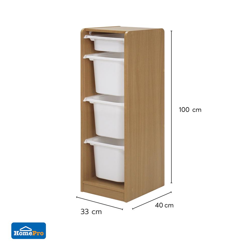 ตู้ลิ้นชักเก็บของ 4 ช่อง FURDINI TORI BOX 33 ซม. สี NATURAL OAK/ขาว