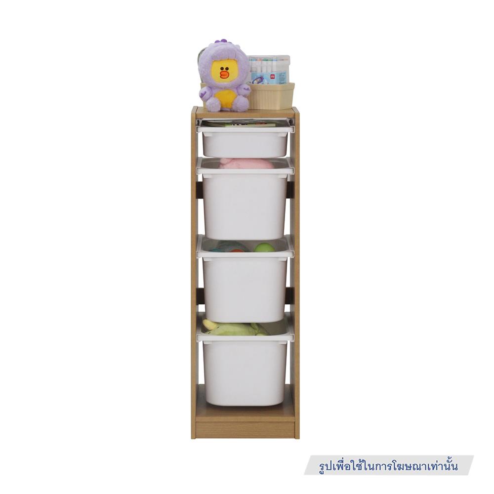 ตู้ลิ้นชักเก็บของ 4 ช่อง FURDINI TORI BOX 33 ซม. สี NATURAL OAK/ขาว