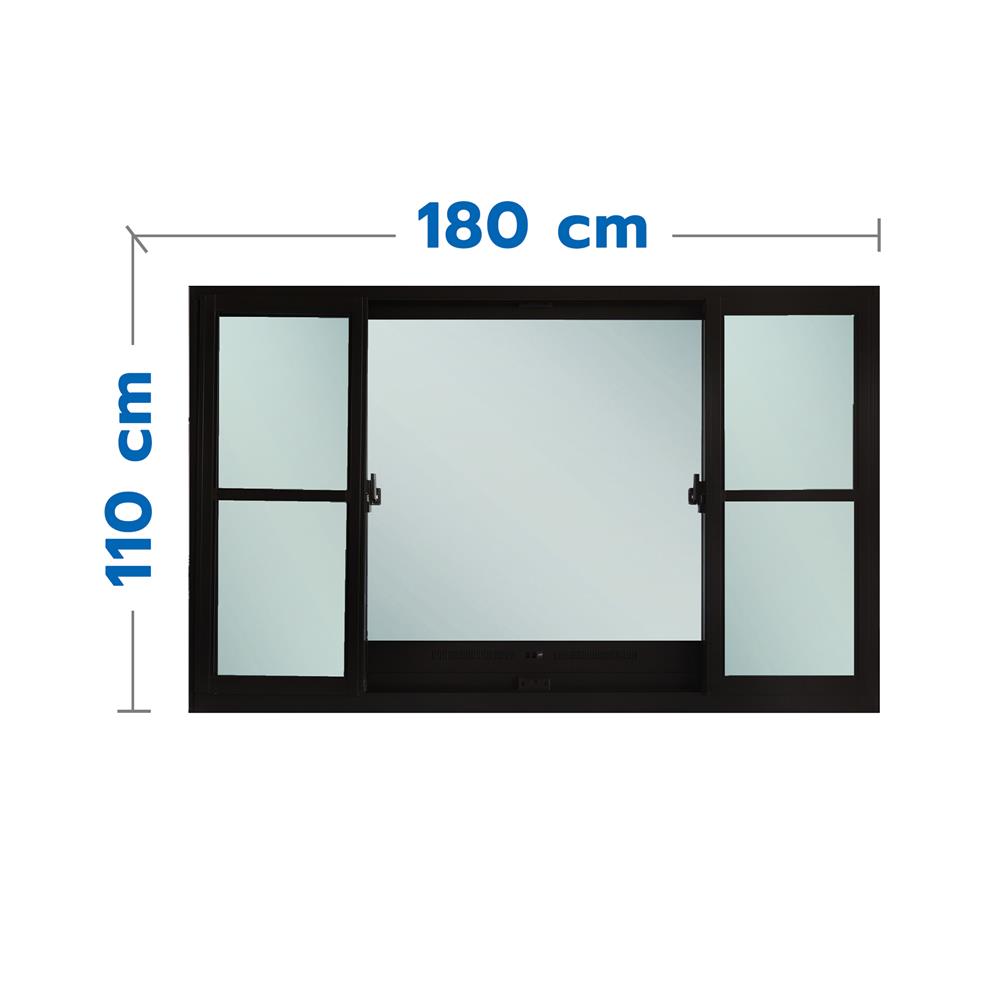 หน้าต่างบานเลื่อนอะลูมิเนียมพร้อมมุ้งลวด S-F-S SANKYOALUMI J-TRUST VENTILATION 180x110 ซม. สีดำ