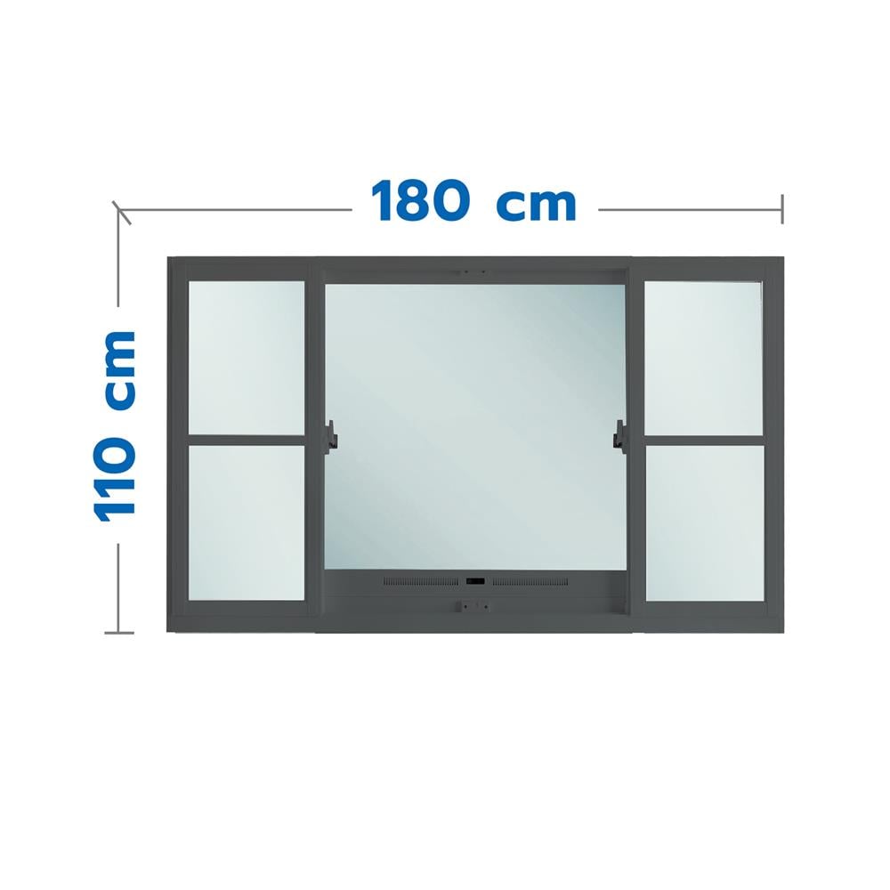 หน้าต่างบานเลื่อนอะลูมิเนียมพร้อมมุ้งลวด S-F-S SANKYOALUMI J-TRUST VENTILATION 180x110 ซม. สีเทา