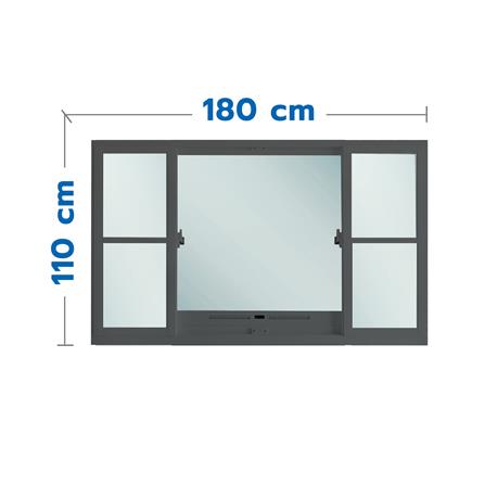 หน้าต่างบานเลื่อนอะลูมิเนียมพร้อมมุ้งลวด S-F-S SANKYOALUMI J-TRUST VENTILATION 180x110 ซม. สีเทา_0