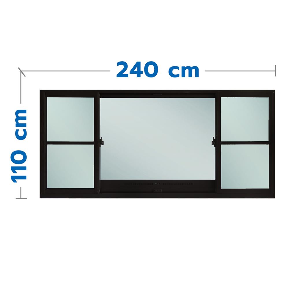 หน้าต่างบานเลื่อนอะลูมิเนียม S-F-S พร้อมมุ้งลวด SANKYOALUMI J-TRUST VENTILATION 240x110 ซม. สีดำ