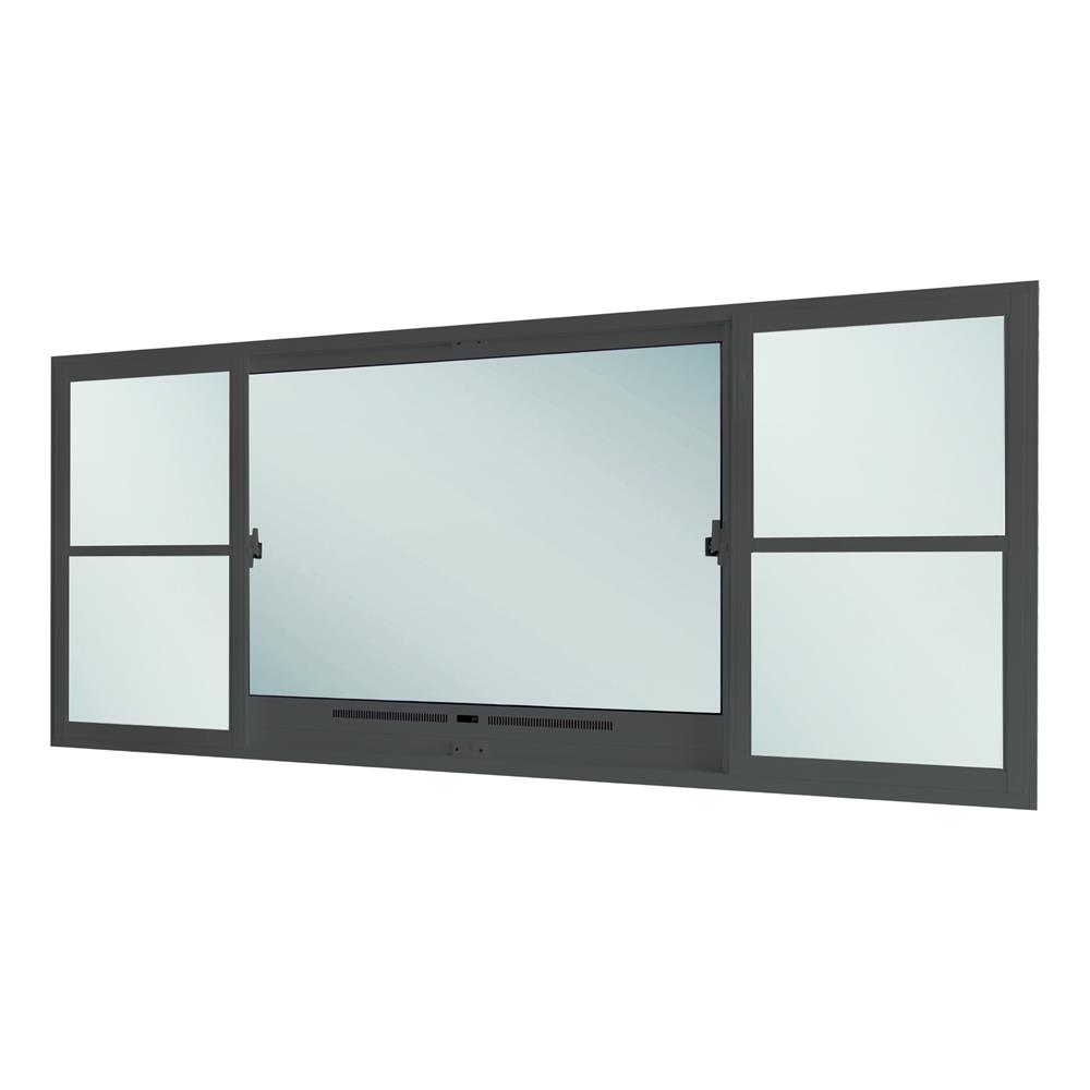 หน้าต่างบานเลื่อนอะลูมิเนียม S-F-S พร้อมมุ้งลวด SANKYOALUMI J-TRUST VENTILATION 240x110 ซม. สีเทา