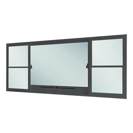 หน้าต่างบานเลื่อนอะลูมิเนียม S-F-S พร้อมมุ้งลวด SANKYOALUMI J-TRUST VENTILATION 240x110 ซม. สีเทา_2